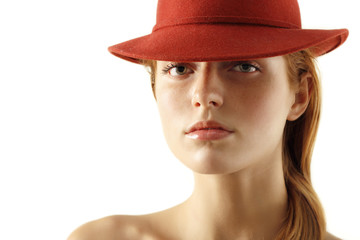 elegant young woman with hat