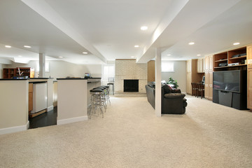 Lower level with stools