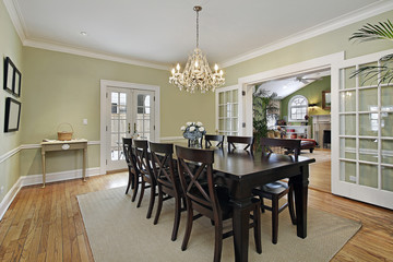 Dining room with door to patio