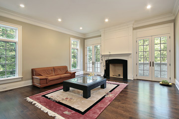 Family room with fireplace