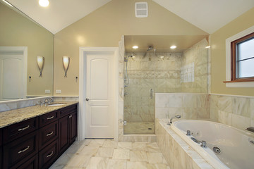 Master bath with glass shower