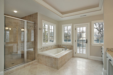 Master bath with glass shower