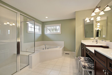 Master bath with glass shower