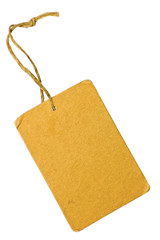 Blank Yellow Grunge Cardboard Sale Tag Label Isolated Macro
