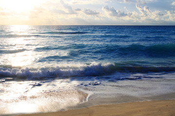 Sunrise on the beach in Cancun Mexico