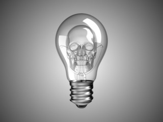 Spooky Skull inside Lightbulb - death and disease