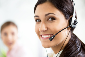 Woman with a headset