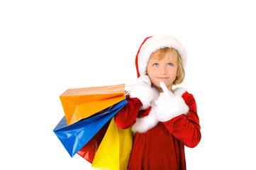 Cute little Santa is shopping