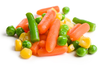 mixed vegetables on white background