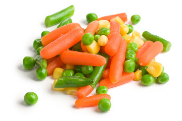 mixed vegetables on white background