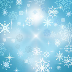Fototapeta na wymiar Abstract blue winter vector background with snowflakes.