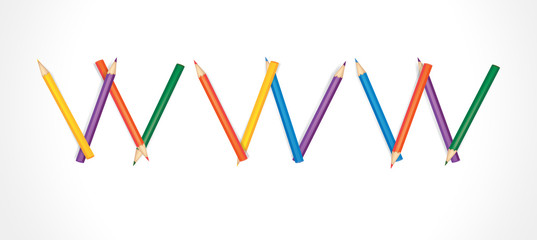 WWW composed of colored pencils