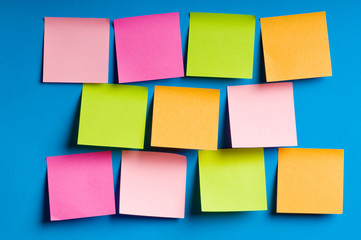 Reminder notes on the bright colorful paper