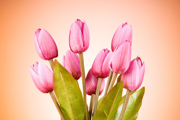 Bunch of tulip flowers on the table