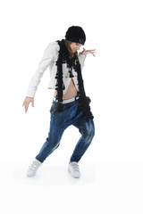 Naklejka premium Young woman dancing hip-hop