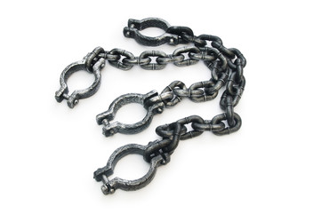 Metal shackles isolated on the white background