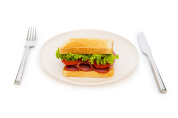 Tasty sandwich isolated on the white background