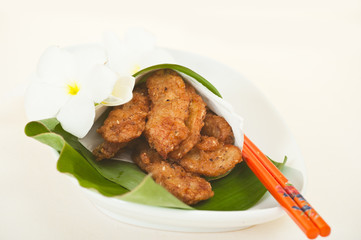 Baked banana in banana leaves