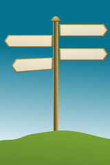 direction board on grassland