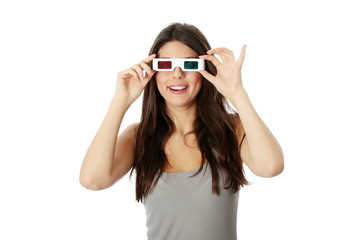 Woman with 3d glasses