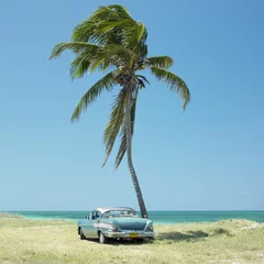 Papier Peint photo Voitures anciennes cubaines Vieille voiture, Playa del Este, Province de La Havane, Cuba