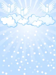 Zelfklevend Fotobehang Hemel engelen en sneeuwval