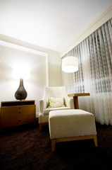 Interior of the modern living room with furniture