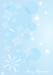 Fototapeta na wymiar blue Christmas background with snowflakes and lights