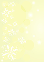 Fototapeta na wymiar yellow background with snowflakes and lights