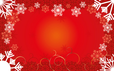 Fototapeta na wymiar Red Christmas card with snowflakes and place for text