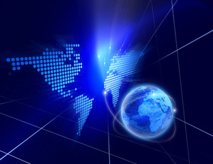 Digital space -   digital background with blue globe