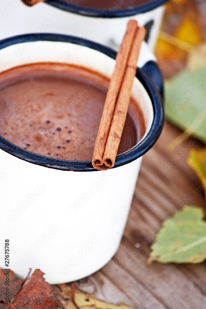 Wall mural hot chocolate in the white mugs