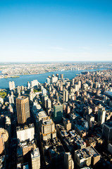 New York city panorama with tall skyscrapers