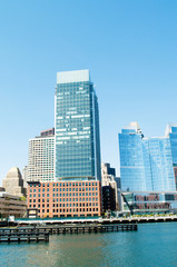Fototapeta na wymiar Boston city - 7 Sep - panorama with skyscrapers