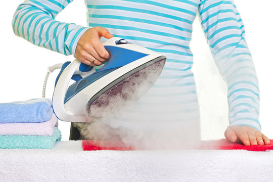 Young Lady Ironing Her Clothes