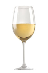 Weißweinglas isoliert auf weißem Hintergrund
