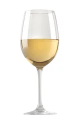 Door stickers Alcohol White wine glass isolated over white background