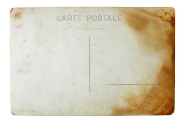 Reverse side of an ancient postcard .