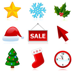 collection of web holiday icons (Christmas, New Year). Vector