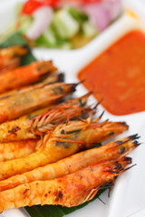 Grilled prawns and sauce