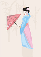 geisha with umbrella