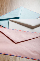 Mail concept with many envelopes on the table