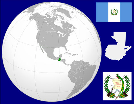 Guatemala globe map locator world flag coat