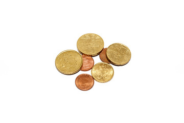 Euro coins isolated on white