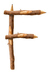 Pencil wood, letter F