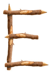 Pencil wood, letter E