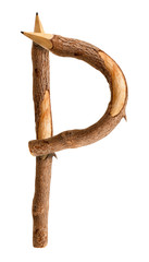 Pencil wood, letter P