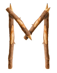 Pencil wood, letter M