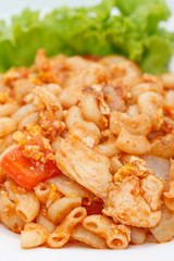 Macaroni fried and chicken