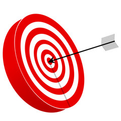 Vector red and white target board with arrow
